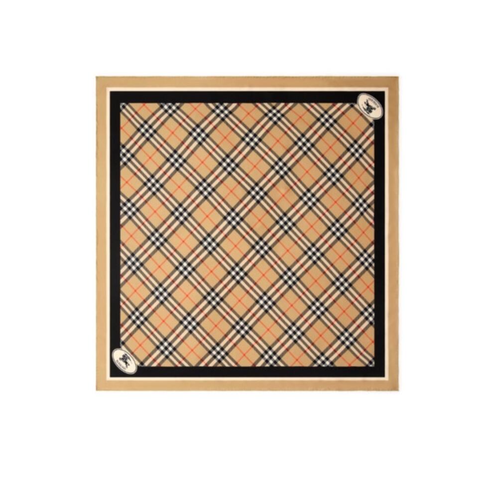 Burberry Check Silk Scarf Sand Beige Size 90x90 Medium